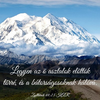 Picture 03 - Zsoltárok 69:23 KAR - Legyen az õ asztalok elõttök tõrré, és a - Bible Verse Picture