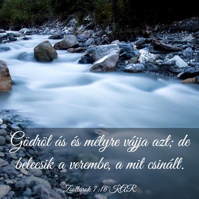 Picture 03 - Zsoltárok 7:16 KAR - Gödröt ás és mélyre vájja azt; de beleesik - Bible Verse Picture