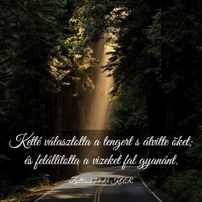 Picture 03 - Zsoltárok 78:13 KAR - Ketté választotta a tengert s átvitte õket; - Bible Verse Picture