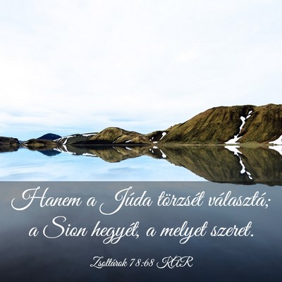 Picture 03 - Zsoltárok 78:68 KAR - Hanem a Júda törzsét választá; a Sion - Bible Verse Picture