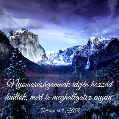 Picture 03 - Zsoltárok 86:7 KAR - Nyomorúságomnak idején hozzád kiáltok, mert - Bible Verse Picture