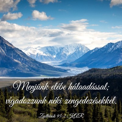 Picture 03 - Zsoltárok 95:2 KAR - Menjünk elébe hálaadással; vígadozzunk néki - Bible Verse Picture