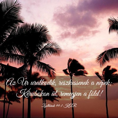 Picture 03 - Zsoltárok 99:1 KAR - Az Úr uralkodik, reszkessenek a népek; - Bible Verse Picture