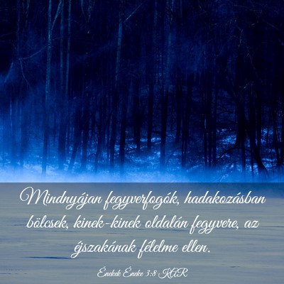 Picture 03 - Énekek Éneke 3:8 KAR - Mindnyájan fegyverfogók, hadakozásban - Bible Verse Picture