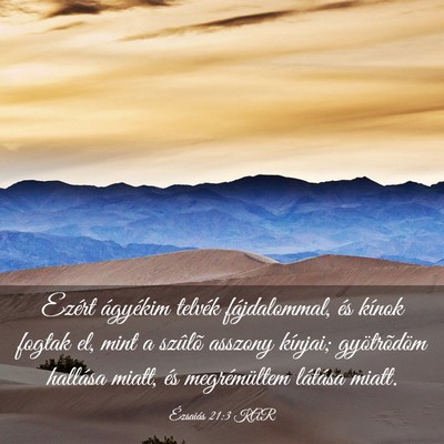 Picture 03 - Ézsaiás 21:3 KAR - Ezért ágyékim telvék fájdalommal, és kínok - Bible Verse Picture