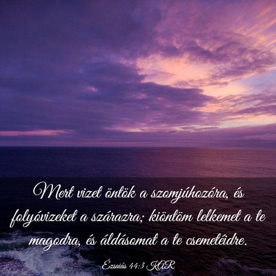 Picture 03 - Ézsaiás 44:3 KAR - Mert vizet öntök a szomjúhozóra, és - Bible Verse Picture