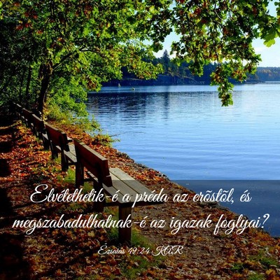 Picture 03 - Ézsaiás 49:24 KAR - Elvétethetik-é a préda az erõstõl, és - Bible Verse Picture