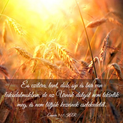 Picture 03 - Ézsaiás 5:12 KAR - És czitera, lant, dob, síp és bor van - Bible Verse Picture