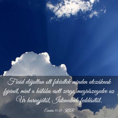 Picture 03 - Ézsaiás 51:20 KAR - Fiaid elájultan ott feküdtek minden utczáknak - Bible Verse Picture