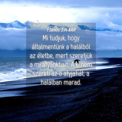 Picture 04 - 1 János 3:14 KAR - Mi tudjuk, hogy általmentünk a halálból az - Bible Verse Picture