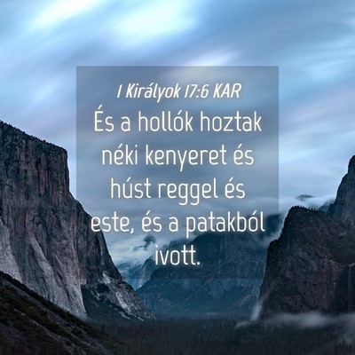 Picture 04 - 1 Királyok 17:6 KAR - És a hollók hoztak néki kenyeret és húst - Bible Verse Picture