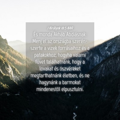 Picture 04 - 1 Királyok 18:5 KAR - És monda Akháb Abdiásnak: Menj el az országba - Bible Verse Picture