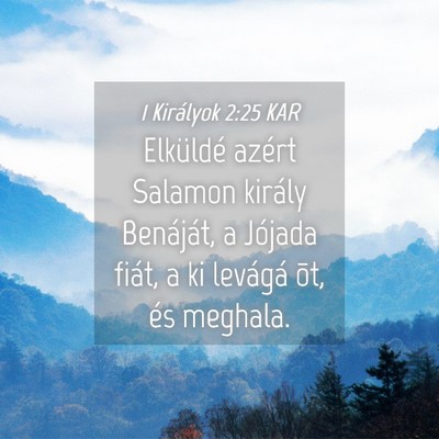 Picture 04 - 1 Királyok 2:25 KAR - Elküldé azért Salamon király Benáját, a - Bible Verse Picture