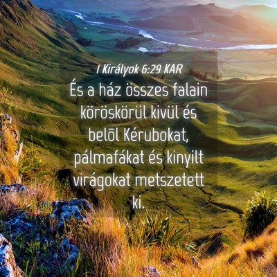Picture 04 - 1 Királyok 6:29 KAR - És a ház összes falain köröskörül kivül - Bible Verse Picture