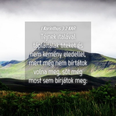 Picture 04 - 1 Korinthus 3:2 KAR - Téjnek italával tápláltalak titeket és nem - Bible Verse Picture