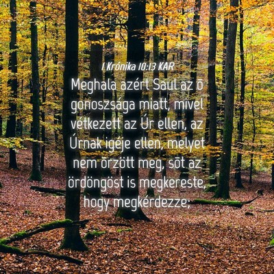 Picture 04 - 1 Krónika 10:13 KAR - Meghala azért Saul az õ gonoszsága miatt, - Bible Verse Picture