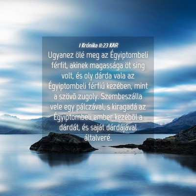 Picture 04 - 1 Krónika 11:23 KAR - Ugyanez ölé meg az Égyiptombeli férfit, - Bible Verse Picture