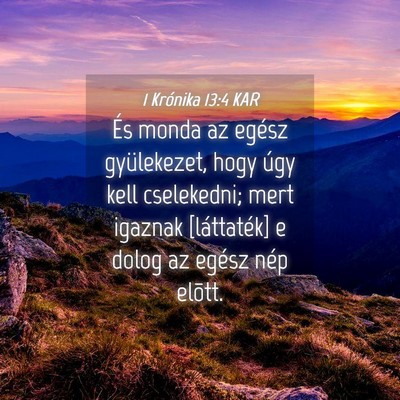 Picture 04 - 1 Krónika 13:4 KAR - És monda az egész gyülekezet, hogy úgy kell - Bible Verse Picture
