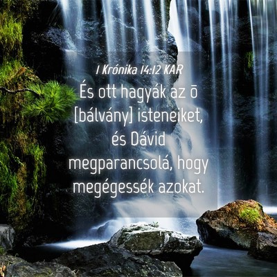 Picture 04 - 1 Krónika 14:12 KAR - És ott hagyák az õ [bálvány] isteneiket, és - Bible Verse Picture