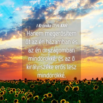 Picture 04 - 1 Krónika 17:14 KAR - Hanem megerõsítem õt az én házamban és az - Bible Verse Picture
