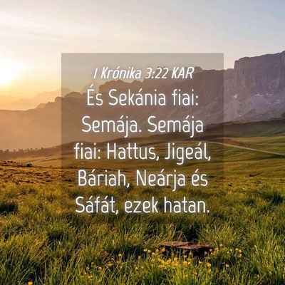 Picture 04 - 1 Krónika 3:22 KAR - És Sekánia fiai: Semája. Semája fiai: Hattus, - Bible Verse Picture