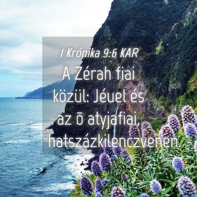 Picture 04 - 1 Krónika 9:6 KAR - A Zérah fiai közül: Jéuel és az õ - Bible Verse Picture