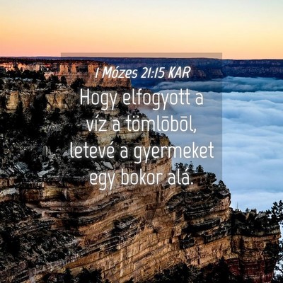 Picture 04 - 1 Mózes 21:15 KAR - Hogy elfogyott a víz a tömlõbõl, letevé a - Bible Verse Picture