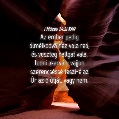 Picture 04 - 1 Mózes 24:21 KAR - Az ember pedig álmélkodva néz vala reá, és - Bible Verse Picture