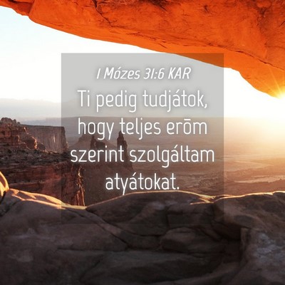 Picture 04 - 1 Mózes 31:6 KAR - Ti pedig tudjátok, hogy teljes erõm szerint - Bible Verse Picture