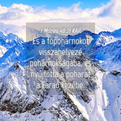 Picture 04 - 1 Mózes 40:21 KAR - És a fõpohárnokot visszahelyezé - Bible Verse Picture