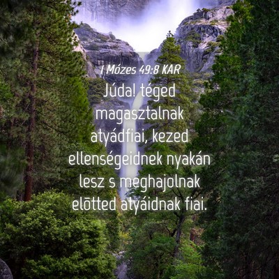 Picture 04 - 1 Mózes 49:8 KAR - Júda! téged magasztalnak atyádfiai, kezed - Bible Verse Picture