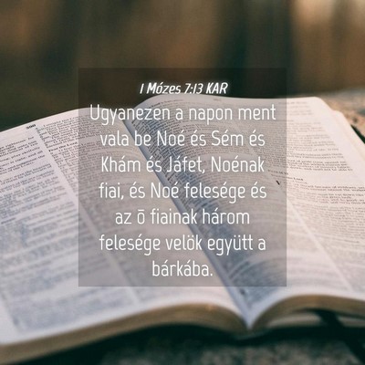 Picture 04 - 1 Mózes 7:13 KAR - Ugyanezen a napon ment vala be Noé és Sém és - Bible Verse Picture
