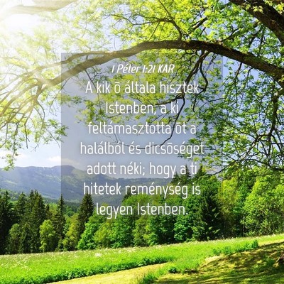 Picture 04 - 1 Péter 1:21 KAR - A kik õ általa hisztek Istenben, a ki - Bible Verse Picture