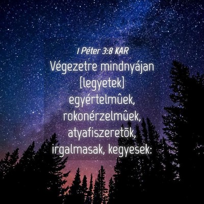 Picture 04 - 1 Péter 3:8 KAR - Végezetre mindnyájan [legyetek] egyértelmûek, - Bible Verse Picture