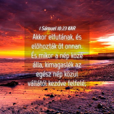 Picture 04 - 1 Sámuel 10:23 KAR - Akkor elfutának, és elõhozták õt onnan. És - Bible Verse Picture