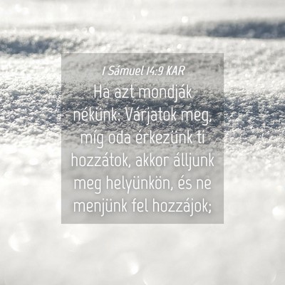 Picture 04 - 1 Sámuel 14:9 KAR - Ha azt mondják nékünk: Várjatok meg, míg oda - Bible Verse Picture
