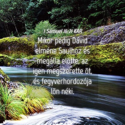 Picture 04 - 1 Sámuel 16:21 KAR - Mikor pedig Dávid elméne Saulhoz és megálla - Bible Verse Picture