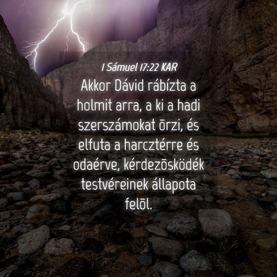 Picture 04 - 1 Sámuel 17:22 KAR - Akkor Dávid rábízta a holmit arra, a ki a hadi - Bible Verse Picture