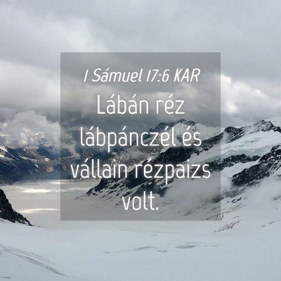 Picture 04 - 1 Sámuel 17:6 KAR - Lábán réz lábpánczél és vállain rézpaizs - Bible Verse Picture