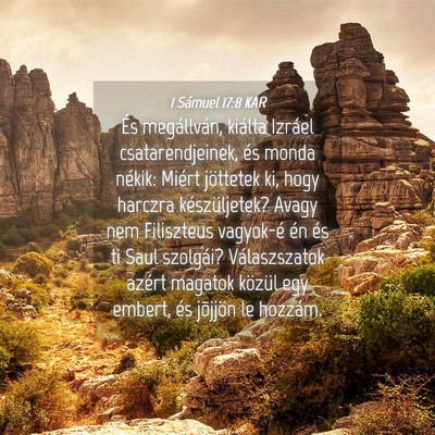 Picture 04 - 1 Sámuel 17:8 KAR - És megállván, kiálta Izráel csatarendjeinek, - Bible Verse Picture