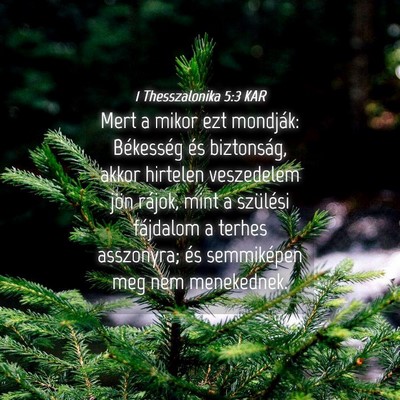 Picture 04 - 1 Thesszalonika 5:3 KAR - Mert a mikor ezt mondják: Békesség és - Bible Verse Picture