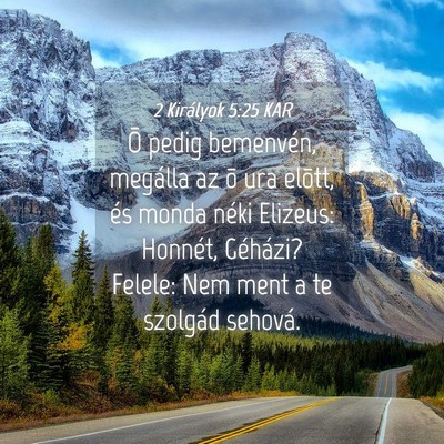 Picture 04 - 2 Királyok 5:25 KAR - Õ pedig bemenvén, megálla az õ ura elõtt, - Bible Verse Picture