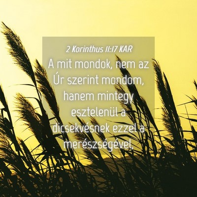 Picture 04 - 2 Korinthus 11:17 KAR - A mit mondok, nem az Úr szerint mondom, hanem - Bible Verse Picture
