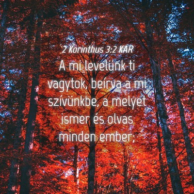 Picture 04 - 2 Korinthus 3:2 KAR - A mi levelünk ti vagytok, beírva a mi - Bible Verse Picture