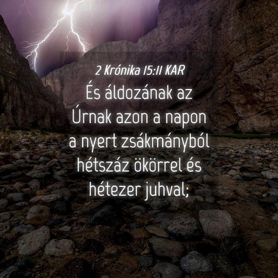 Picture 04 - 2 Krónika 15:11 KAR - És áldozának az Úrnak azon a napon a nyert - Bible Verse Picture
