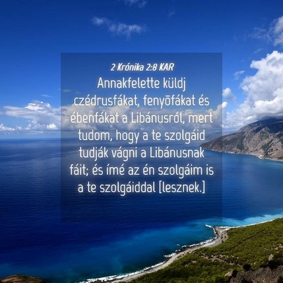 Picture 04 - 2 Krónika 2:8 KAR - Annakfelette küldj czédrusfákat, fenyõfákat - Bible Verse Picture