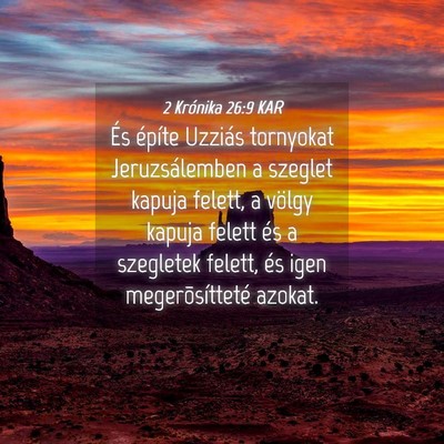 Picture 04 - 2 Krónika 26:9 KAR - És építe Uzziás tornyokat Jeruzsálemben a - Bible Verse Picture