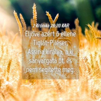 Picture 04 - 2 Krónika 28:20 KAR - Eljöve azért õ ellene Tiglát-Piléser, - Bible Verse Picture