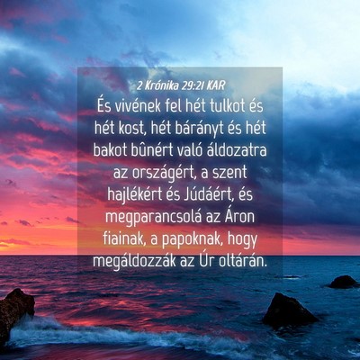 Picture 04 - 2 Krónika 29:21 KAR - És vivének fel hét tulkot és hét kost, hét - Bible Verse Picture