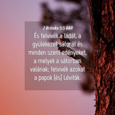 Picture 04 - 2 Krónika 5:5 KAR - És felvivék a ládát, a gyülekezet sátorát - Bible Verse Picture